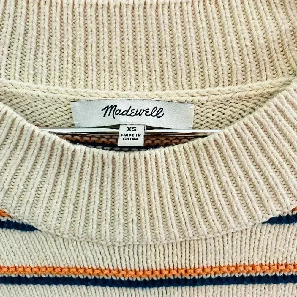 Madewell Brownstone Side-Button Sweater in Stripe